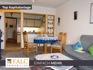 Einfach Mehr: Gepflegte Nichtraucher-2-Zimmer-Wohnung, möbiliert, TG, Aufzug, Süd-Loggia-Balkon.